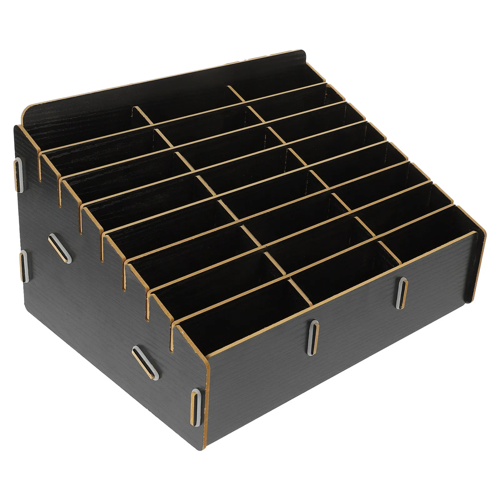 Wooden Desktop Organizer 24 Compartments Storage Box Multifunctional Wood Holder for Office Classroom Desk Sundries