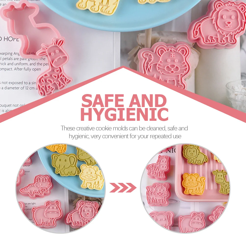 8 stampi riutilizzabili per biscotti animali, strumenti di cottura in plastica per torte, biscotti, cioccolato, pasticceria, decorazione, stampo per biscotti