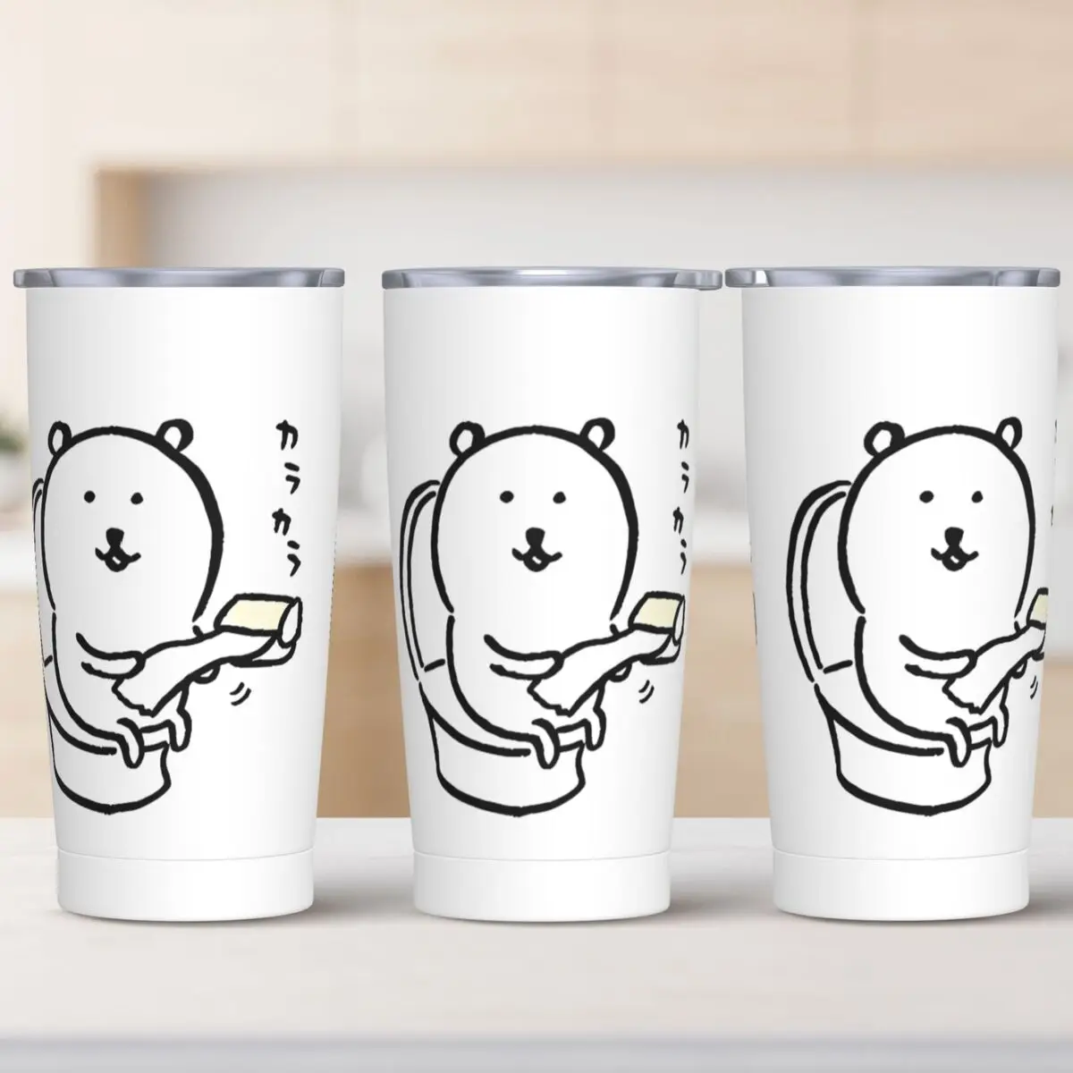 Stainless Steel Tumbler Joke Bear On Thr Toilet Thermal Cups Portable Hot Drinks Mugs Cup Travel Custom Water Bottle