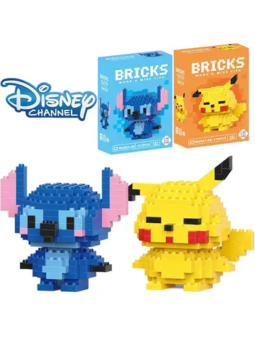 Disney LiLo Stitch Toys Building Blocks Pokeman Pikechu lega Anime Cartoon Character Model Building Blocks Toy for children Gift