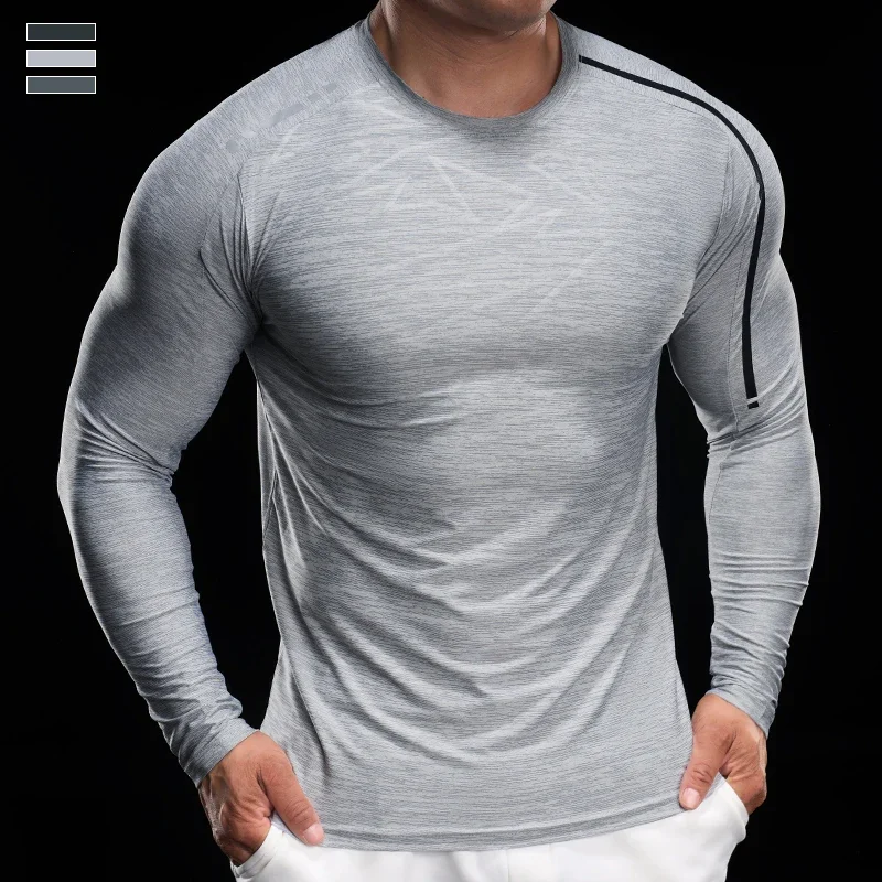 

Men Compression Long Sleeve Running Gym Fitness T-Shirt Bodybuilding Training Shirts Elastic Quick Dry Comfort Sports Tops