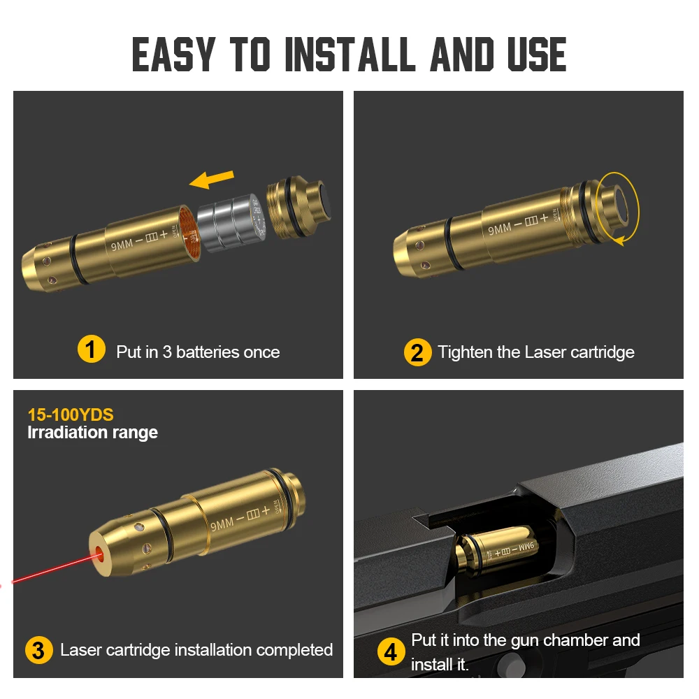 9 مللي متر ريد دوت الليزر التدريب خرطوشة النار الجاف التكتيكية رصاصة المدرب لصنعة المسدس #4