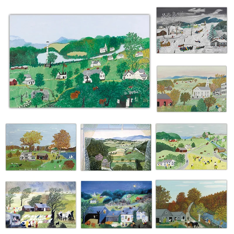 Grandma Moses Famous Country Folk Oil Painting Canvas Poster HD Printed Wall Art Pictures Home Child's Room Decor