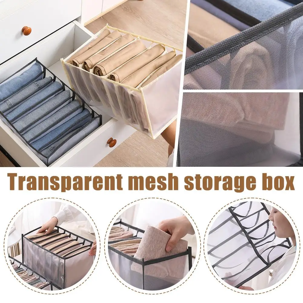 7/9 Grids Jeans Storage Box Closet Wardrobe Clothes Compartment Boxes Drawer Jeans Socks Separation Organizer Pants Storage