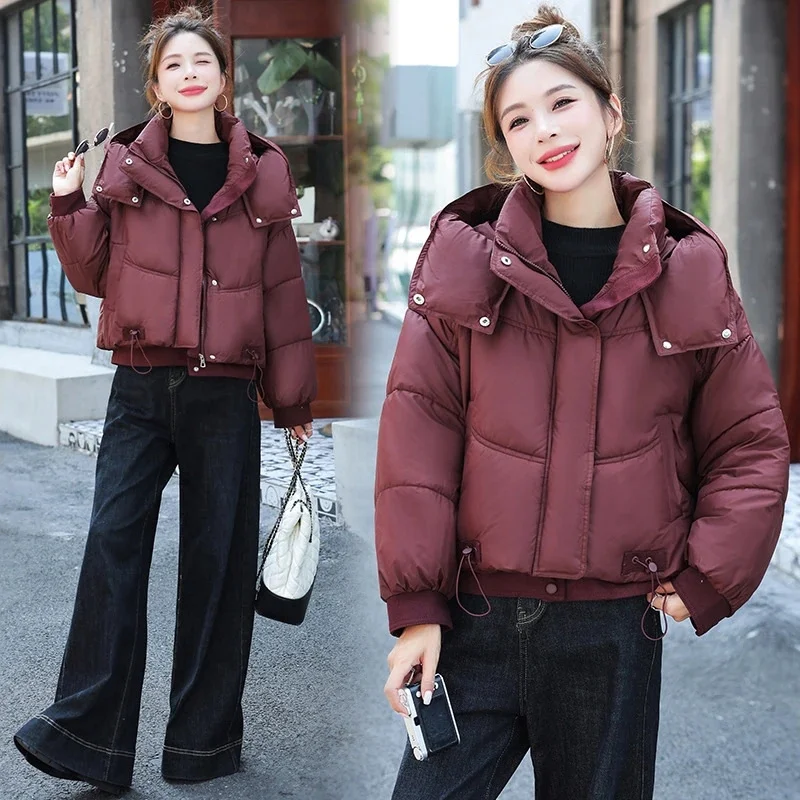 

Cotton-Padded Coat Ladies New Autumn Winter 2025 Korean Down Jacket Women's Parkas Short Bread Outerwear Hooded Cotton Jackets