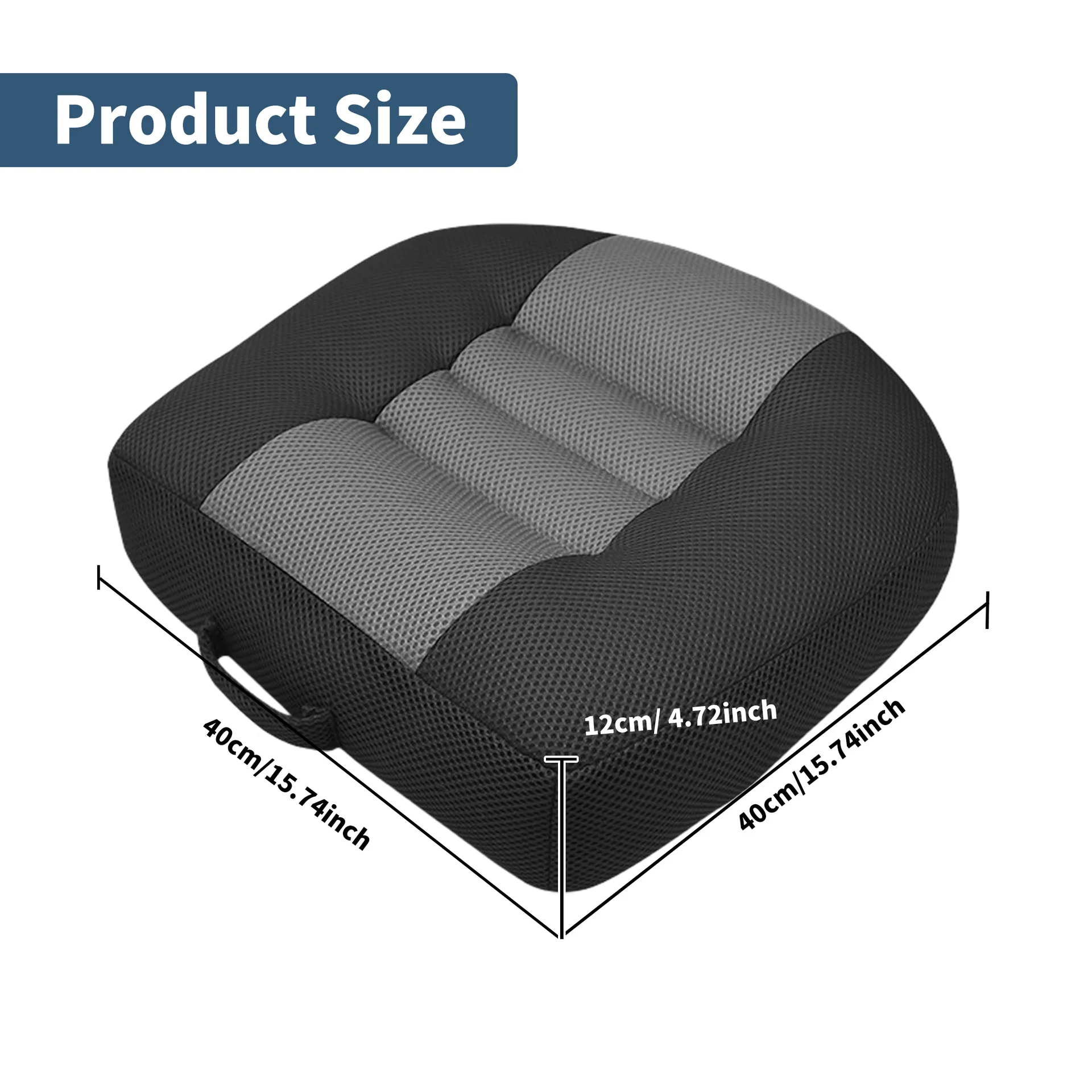 

4.72inch Thick Comfort Driving Seat Cushion - Breathable Polyester - PP Cotton Filling Ultra-thick Heightening Cushion Men Women