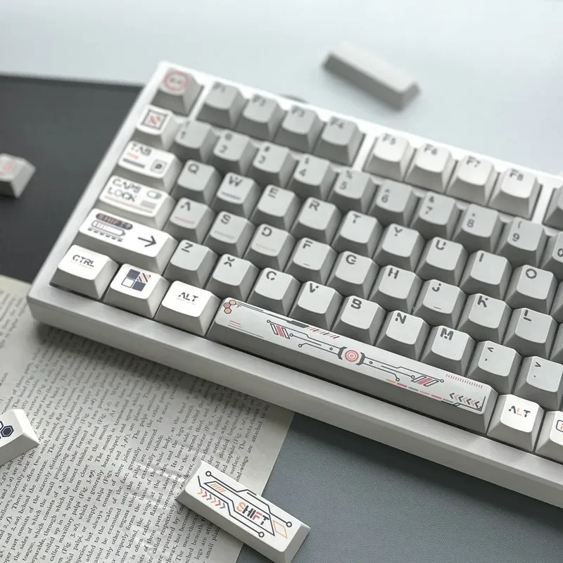 Future Graffiti Cherry Neutral Gray 95-Key Sublimation Mechanical Keyboard Keycaps Hi75 For Menchanical Keyboard Pbt Keycap