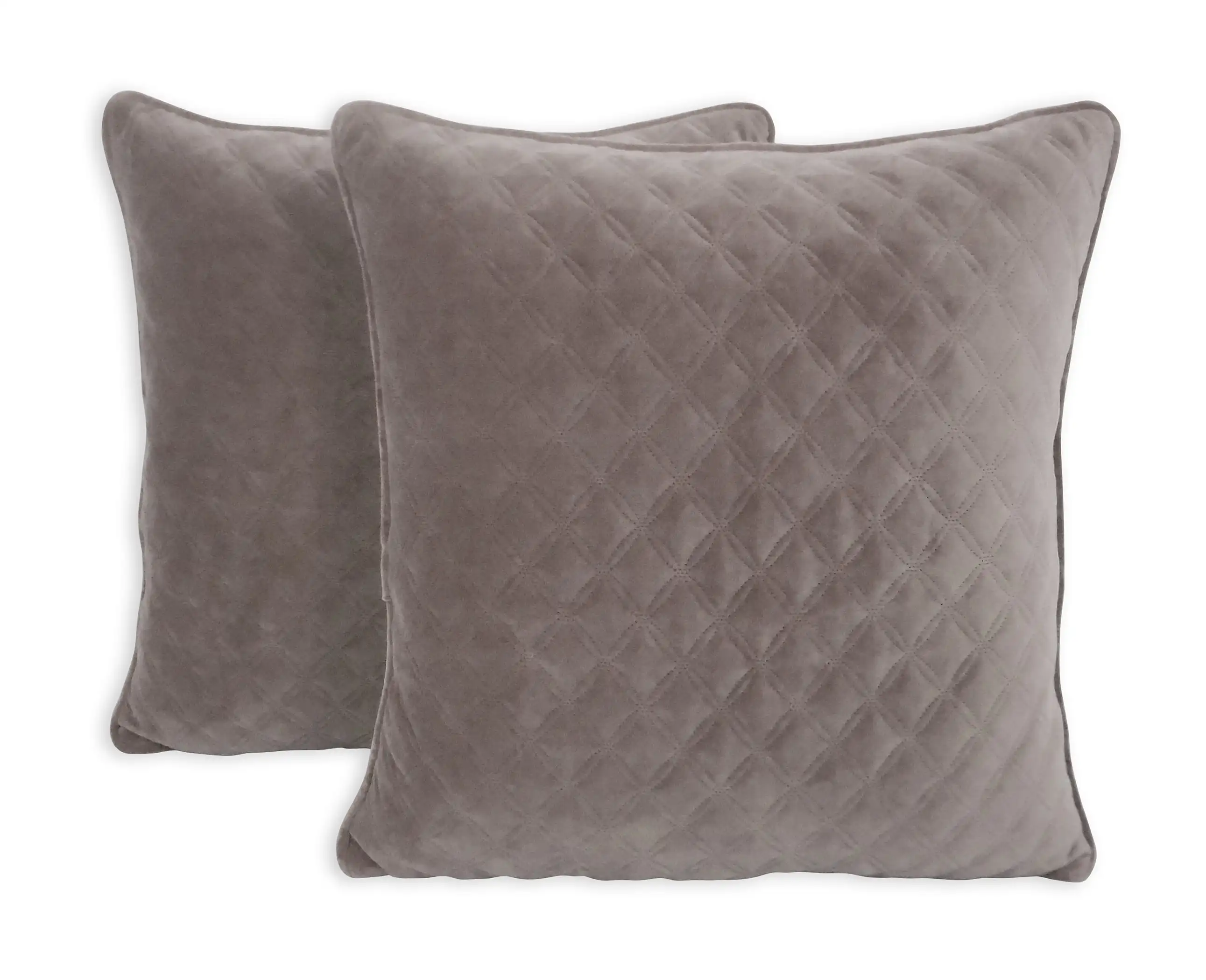 

Quilted Velvet 19 x 19 Decorative Square Throw Pillow, Pack of 2, Neutral