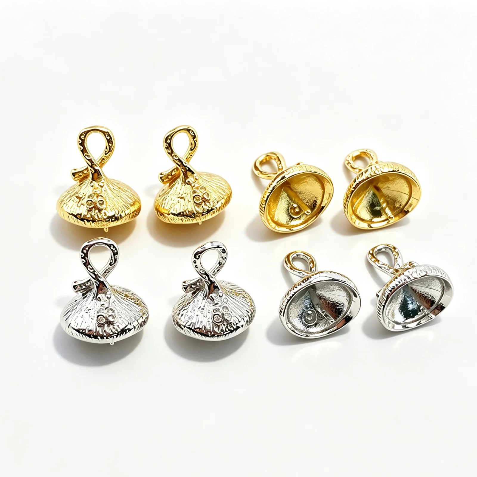 2Pcs Wholesale Brass Cup Peg Pearl Bails 18K Gold Plated Pendant Connector Caps DIY Necklace Jewelry Making Findings 18x13mm