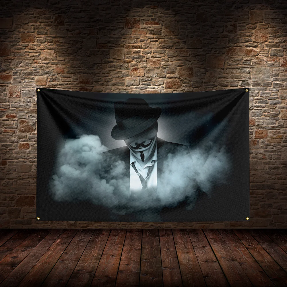 3X5FT A-Anonymous Flag Banner Four Hole Polyester Outdoor Decoration Room Garage Garden