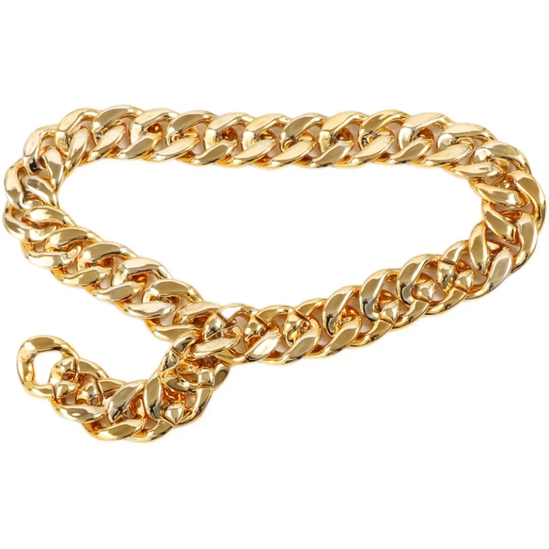 

Gold Plastic Link Chain Waist Belts for Women Ins Wide Chain Waistbands Fashion Female Corset Belts Dress Shirt Ceinture Homme