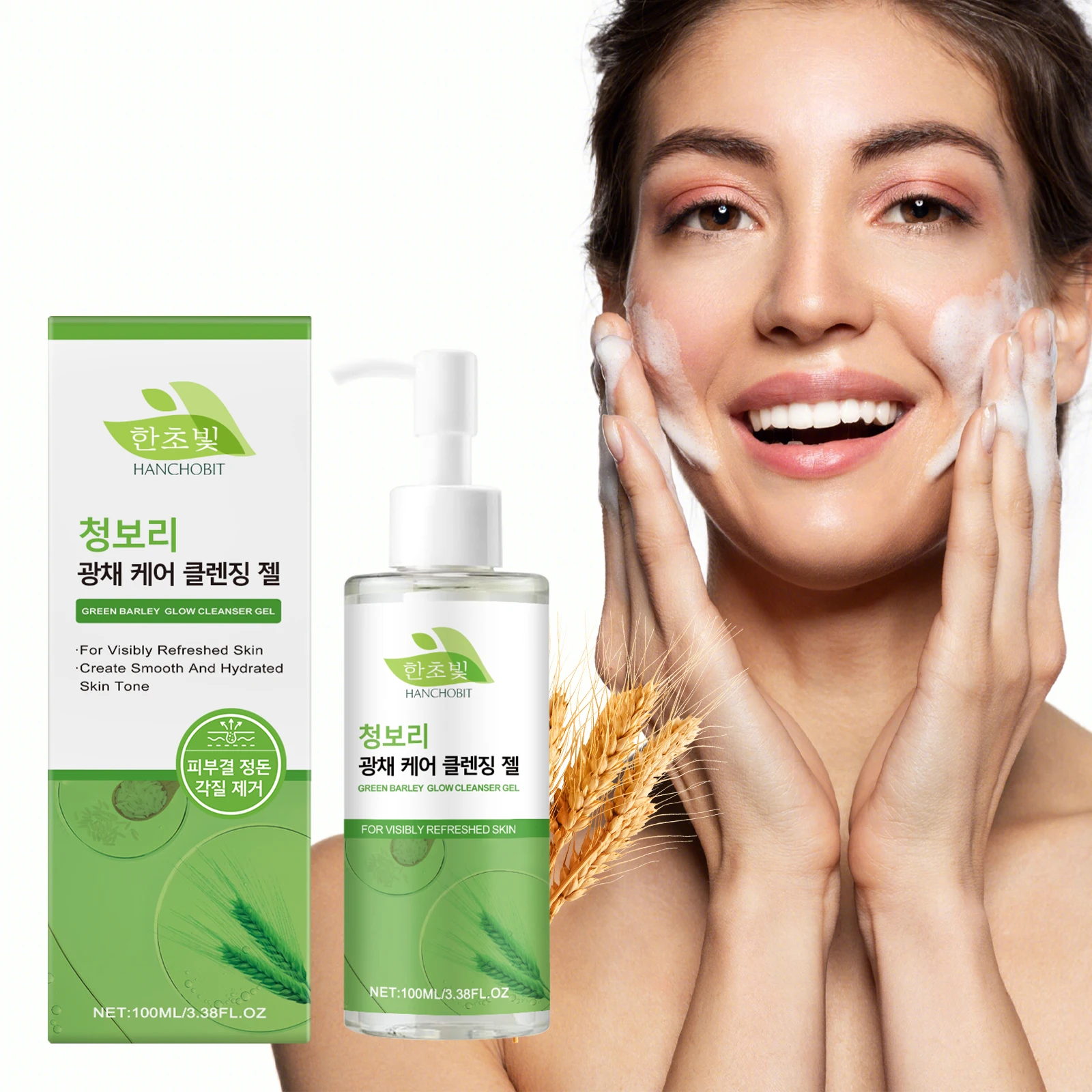 

HANCHOBIT Green Wheat Cleansing Gel with Warm and Moisturizing Ingredients for Skincare and Delicate Cleansing Facial Gel