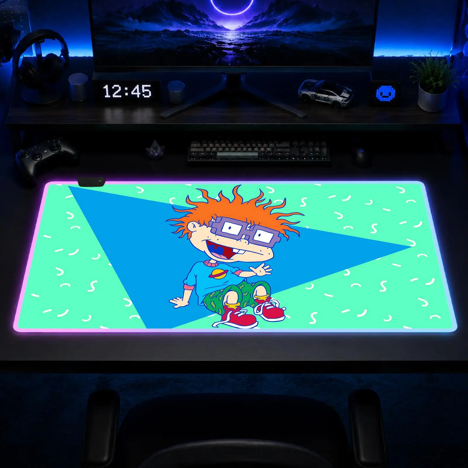 

Rugrats Mouse Pad Gaming Anime Mouse Pad XXL RGB Desk Mats LED Table Pads Backlit Rubber Desktop