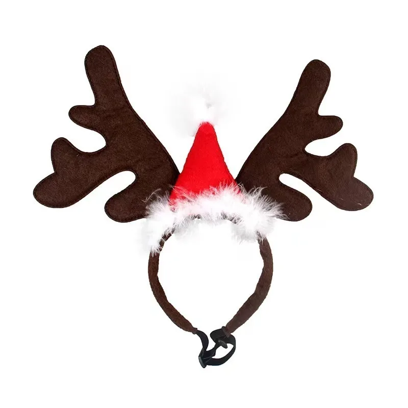 Pet Christmas Cosplay Antlers Headwear Dog Cat Hairband Scarf Accessories Boys Girls Headdress Role Play Props Xmas Theme Party view 4