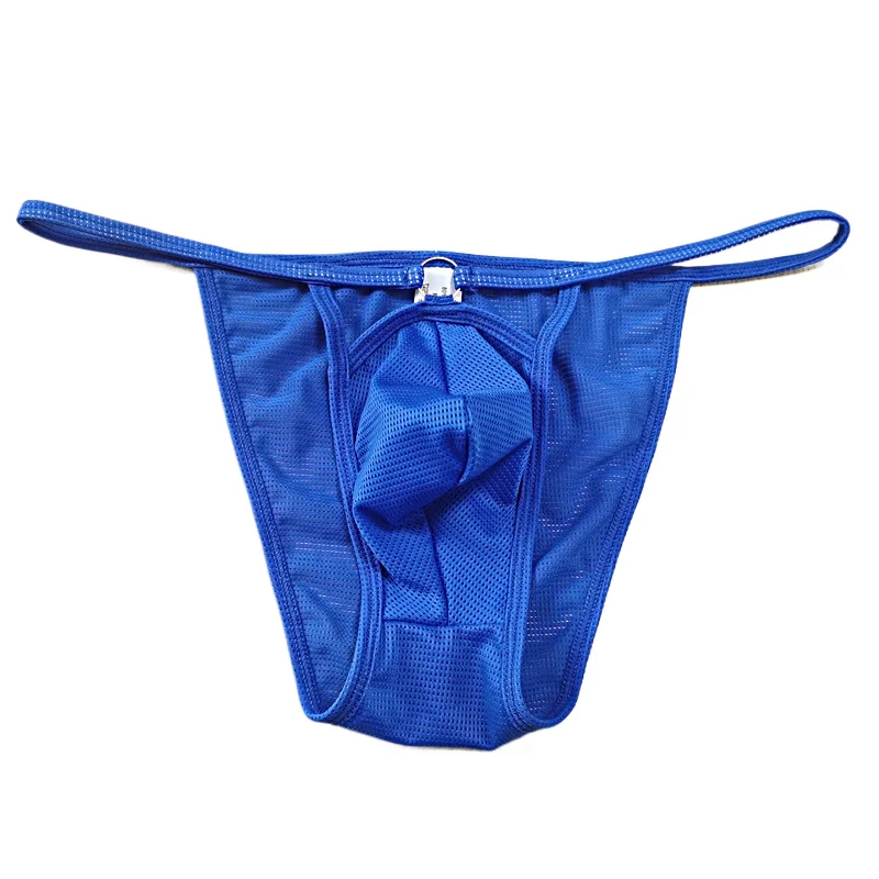 Men's Panties Mesh Hollow Small Pouch Bulge Thongs G String Sexy Low Waisted Breathable Underwear Summer Bikini Slip Homme