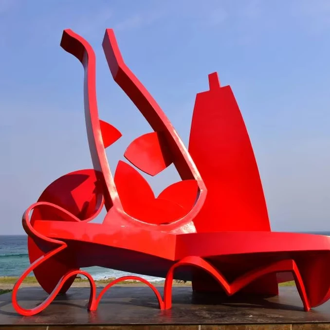 ประติมากรรมสแตนเลสกลางแจ้งที่ทันสมัยศิลปะโลหะทาสีขนาดใหญ่ที่กําหนดเอง