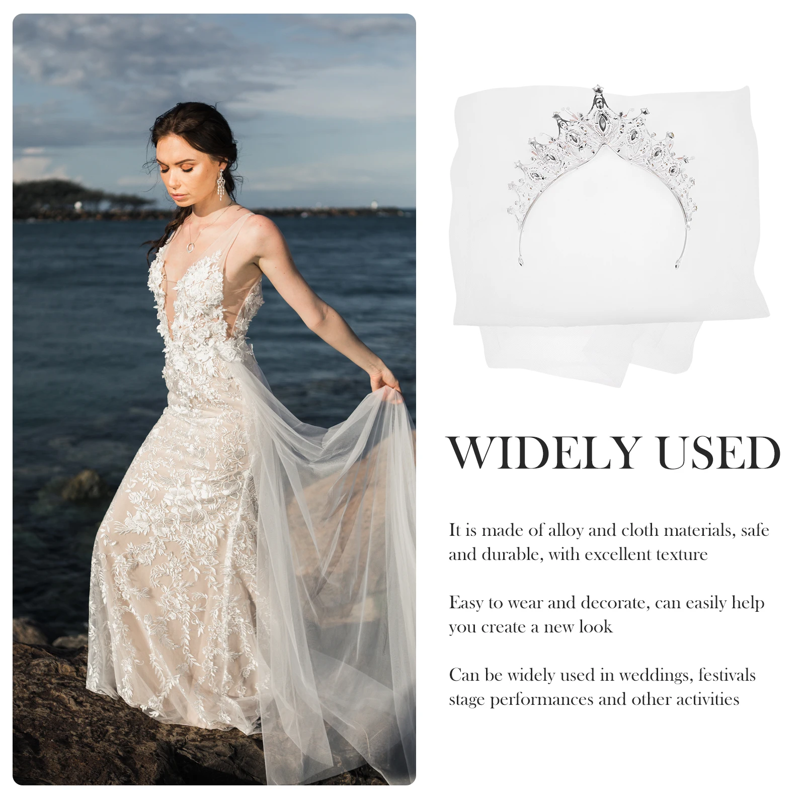 

Bridesmaid Wedding Headdress Set Rhinestone Bridal Tiara Alloy Headband Tiaras for Women Bridal Hair Jewelry Festival Stage