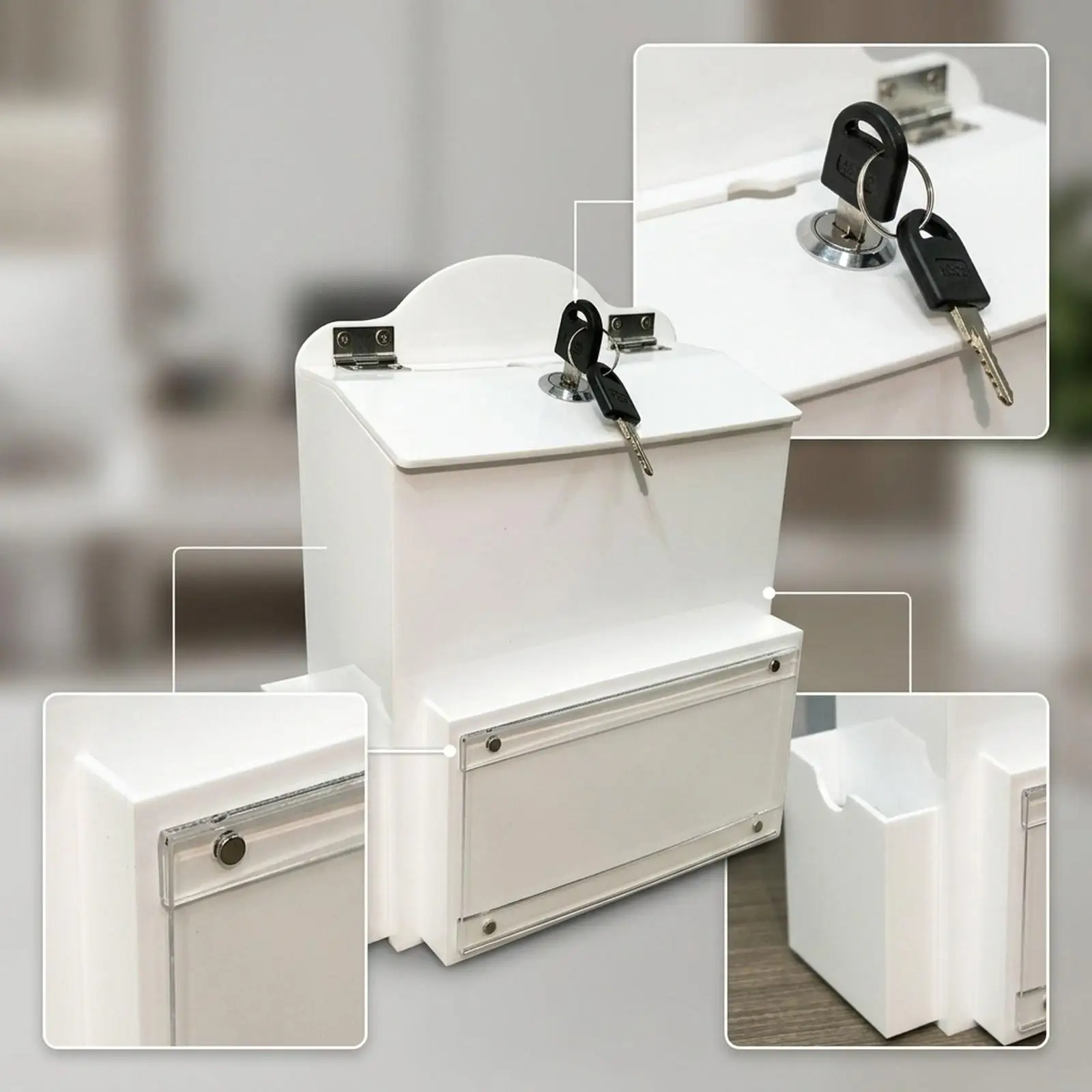 Secure Wall Mount Suggestion Box with Lock Acrylic Ballot Slot Box with Keys for School Business Home Events
