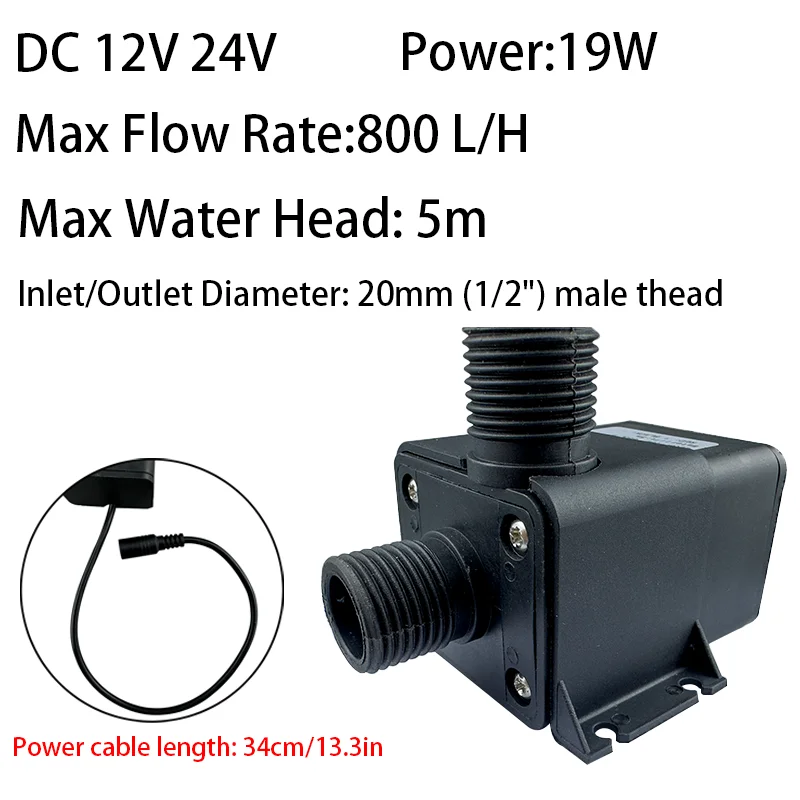 

Dc 12V Brushless Pump 24V 800L/H Ceramic Shaft Pump Solar Waterproof 1/2" Brass Quick Connector Submersible Pump Pumping Pump