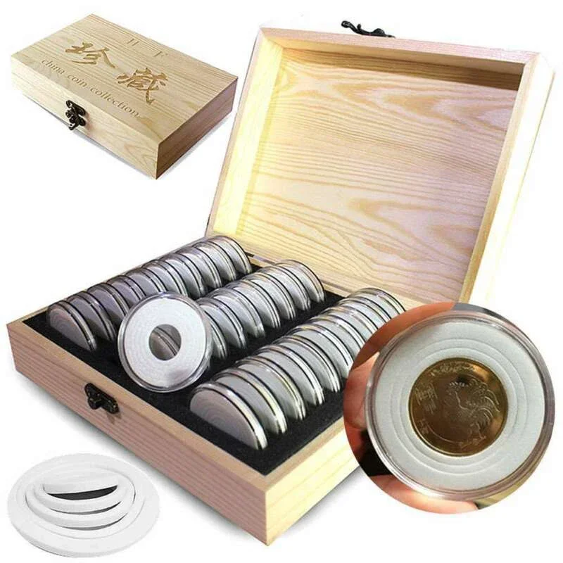 30pcs Commemorative Coin Cover Protector Storage Box Case For 20/25/30/35/40mm Commemorative Coin Cover Protector Storage