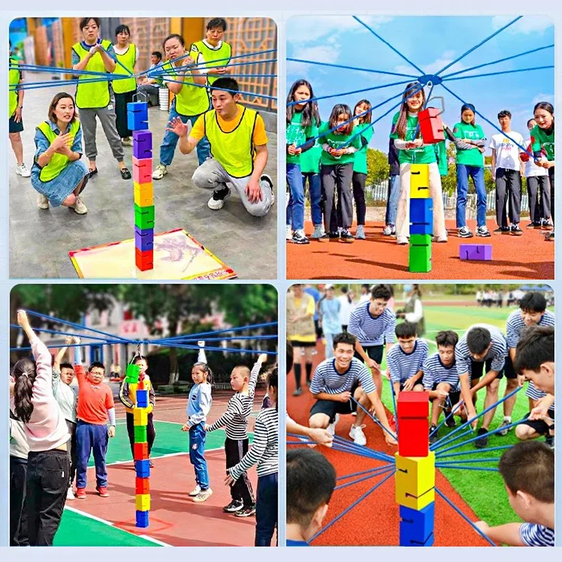 Outdoor Toys Build Tower Block Together Adult Expansion Activity Team Building Children Sensory System Training Party Fun Games