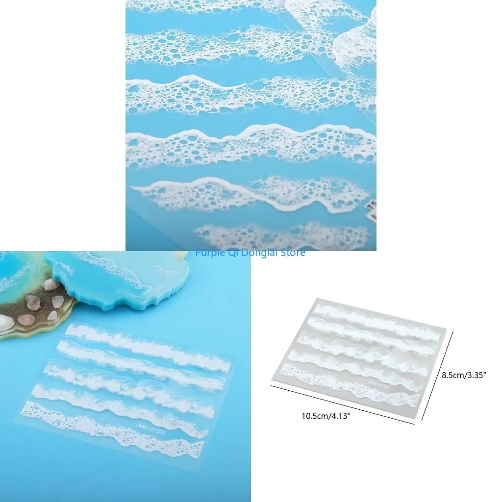 L21E 5Pcs Simulation Stickers with 3D Effect Sea Painting Resin Stickers