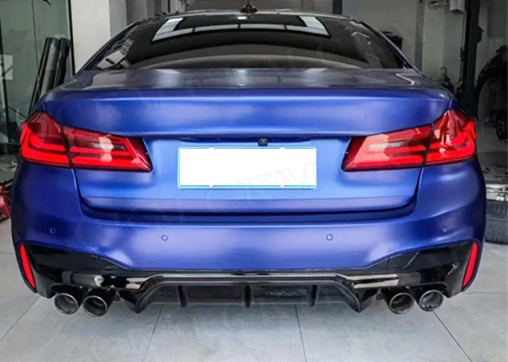 CKMUUER ألياف الكربون الجافة عودة الناشر الحرس شفة ممتصة للصدمات الخلفية الناشر تمديد يغطي لسيارات BMW 5 سلسلة F90 M5 2017 2018 2019