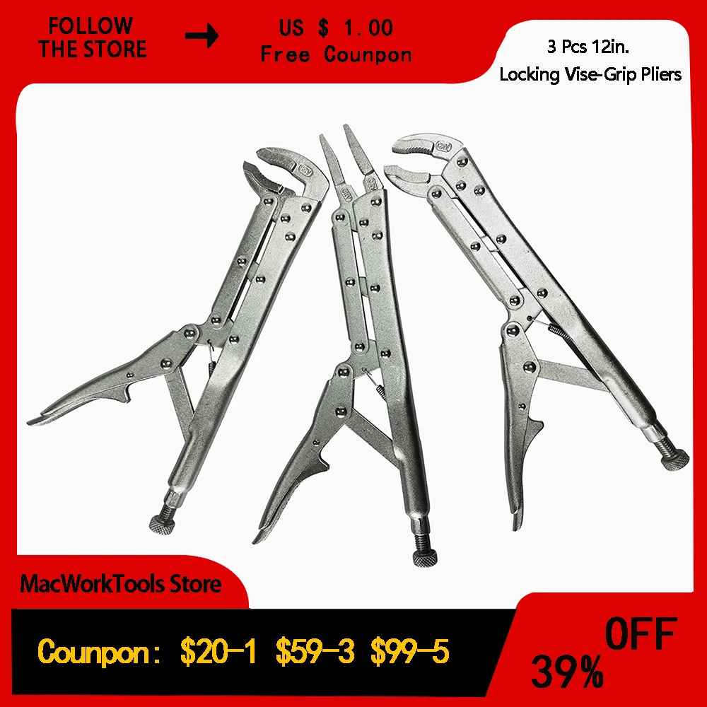 1PC 12นิ้วขยายยาวล็อค Vise-Grip คีมตรงหรือ45องศาหรือ80องศา