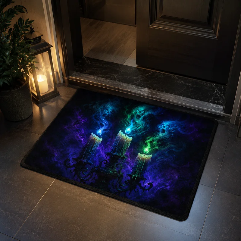 VIKAMA Blood Moon Gothic Castle Rug, Soft Non-Slip Doormat, Spooky Halloween Porch Carpet, Horror Entryway Mat, Dark Home Decor