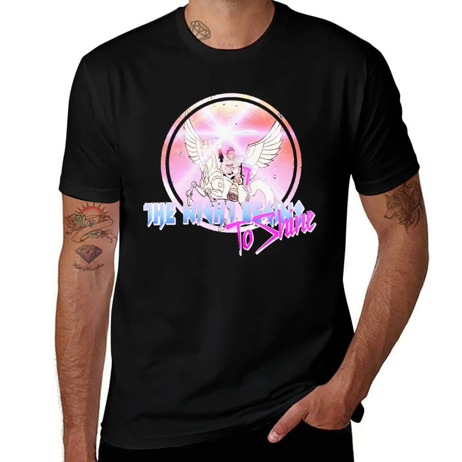 Cyborg -Night begins to Shine Classic T-Shirt Basic Crew Neck Short Sleeve Top T-Shirt