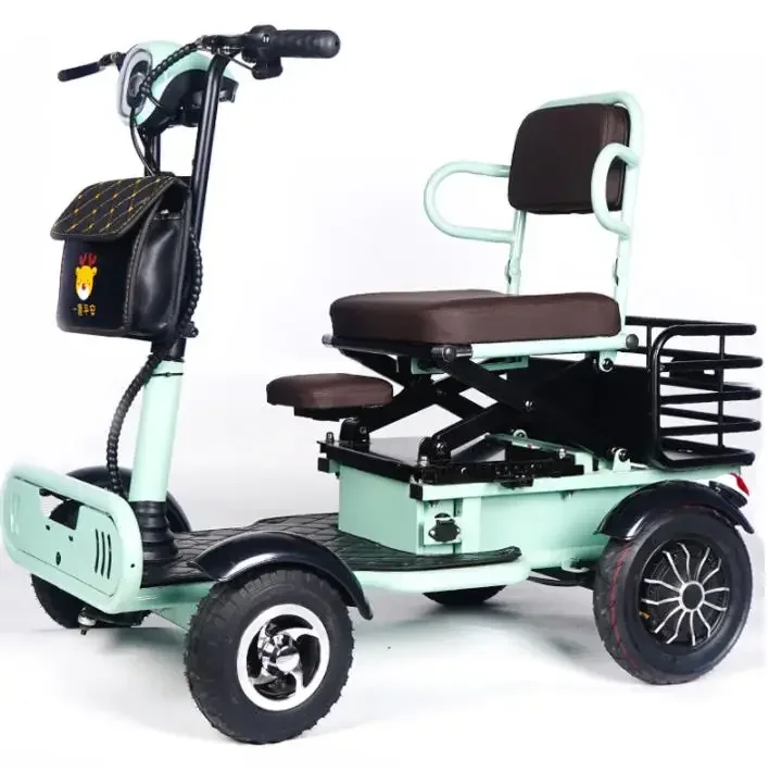 Electric four-wheel vehicle elderly disabled scooter can be folded into the trunk of the battery car