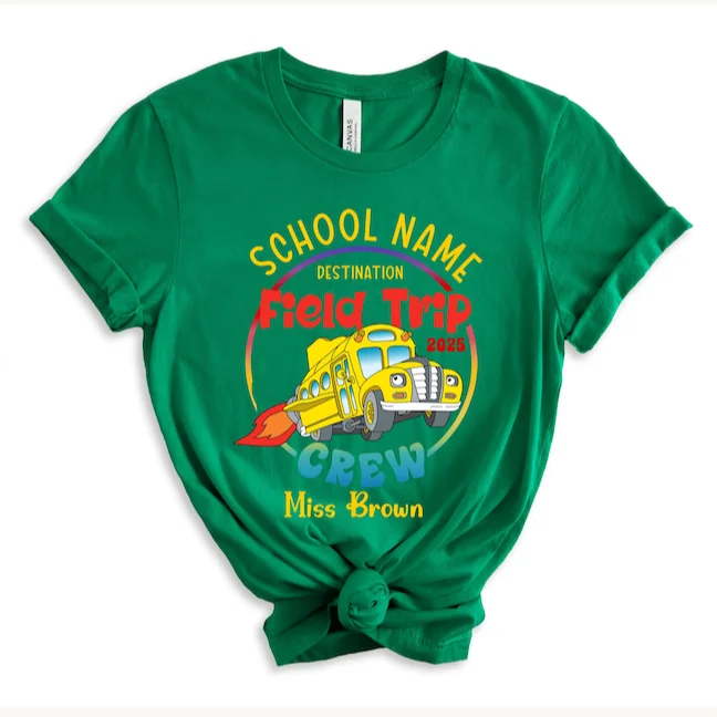 Picture 3: Custom 2026 Field School Trip Shirt Graduation Class Reunion Shirt Personalized Teacher Gifts School Bus Shirt Casual Loose Top