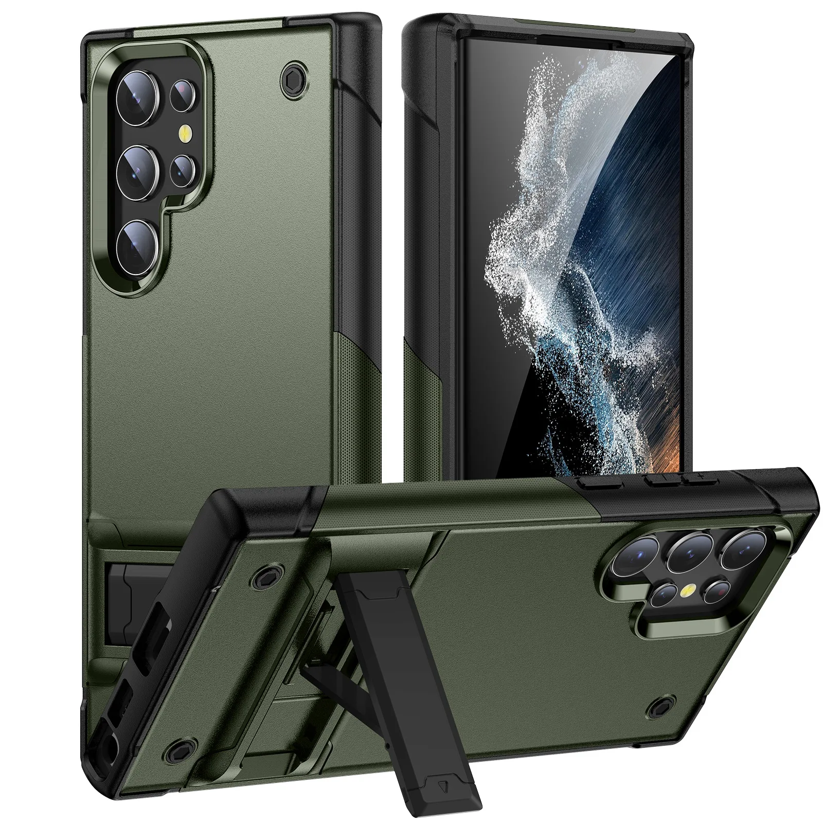 

Shockproof Case for Samsung Galaxy S25 Ultra/S25 Plus/S25, Adjustable Holder Stand Anti-Fall Cover Heavy Duty Protection Case