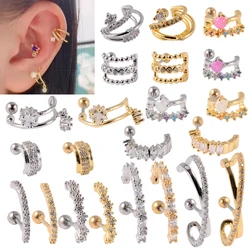 1PC 16G Ladies CZ Hoop Ear Studs Piercing Zircon Cartilage Helix Tragus Earring Conch Ear Stud Helix Piercing Body Jewelry
