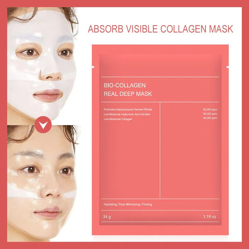 1-10Pcs Bio Collagen Face Mask Shrink Pores Deep Hydrating Overnight Mask Moisturizing Refreshing Brightening Face Skin Care