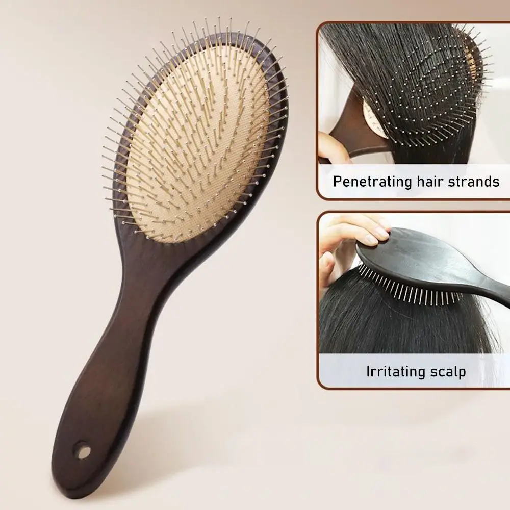 Hairbrush Head Massage Brush Wood Hair Brush Hair Combing Steel Hair Brush Hair Care With Steel Needle Scalp Airbag Hair brush