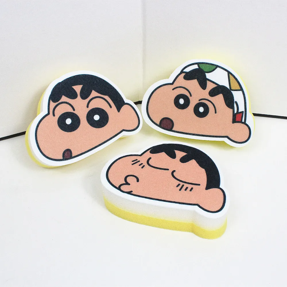 New Kawaii Crayon Shin chan Cleaning Brushes Anime Cute Home Kitchen Cleaning Sponge Brush