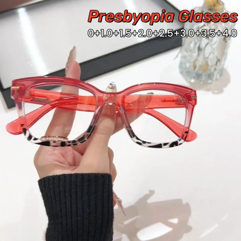

HD Personality Metal Leopard Anti-Blue Light Reading Glasses Fashionable Large Frame Comfortable To Wear Eyeglasses 0 TO +4.0