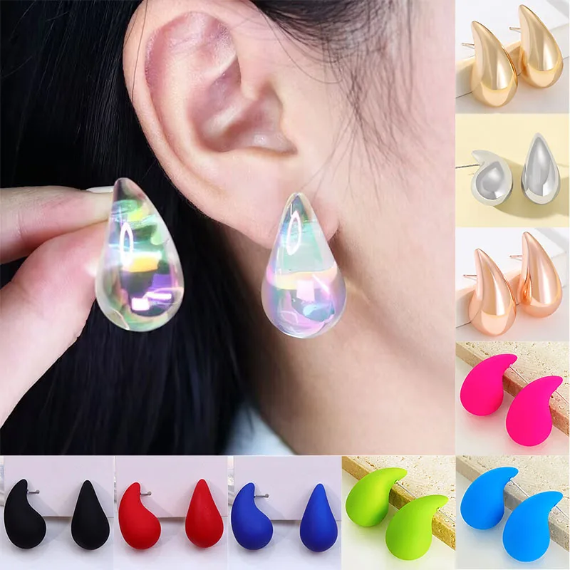 

925 Silver Needle Korean Fashion Fantasy Colorful Droplet Earrings For Women Jewelry 2024 Trending New Women's Stud Earrings