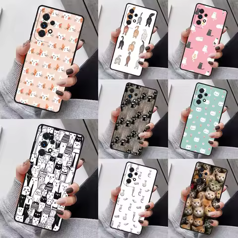 Funny cute cats Phone Case For Samsung Galaxy S23 S21 S20 FE S24 S22 Ultra Note20 S10 S9 S8 Plus A40 A52 A12 A13 A53