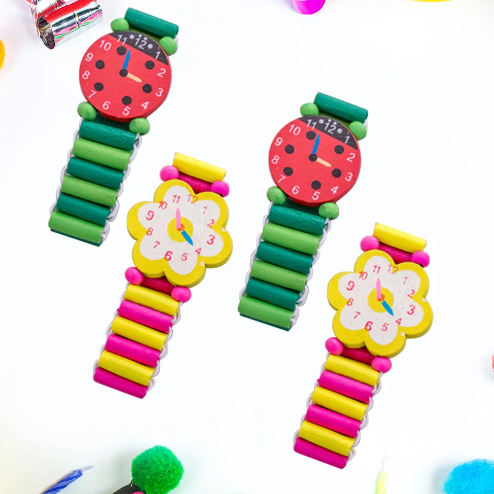 

4 Pcs Stitch Watch Watches for Wood Cartoon Ristwatches Wristwatches