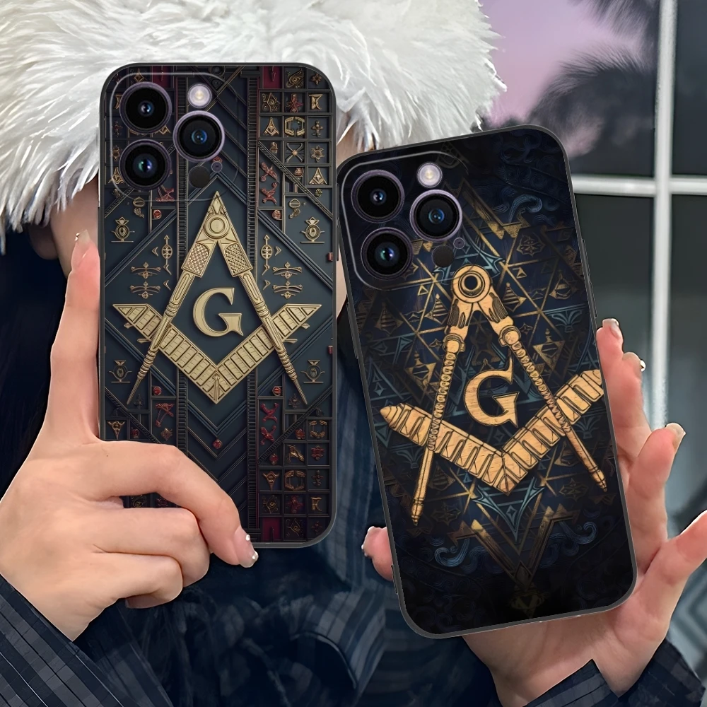 Freemason Painting Color Mobile Cell Phone Case for iPhone 16 15 14 13 12 11 X XR XS 8 7 Pro Max Plus Mini Black Cover Shell