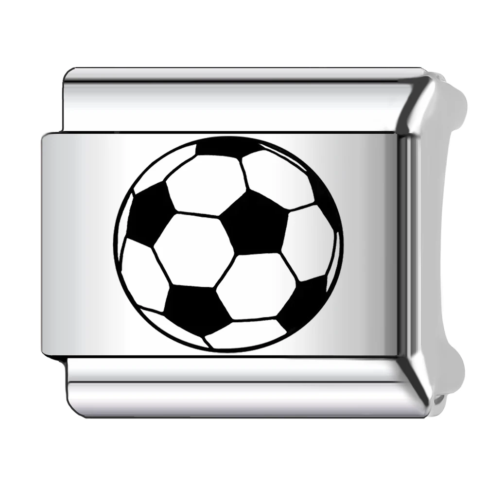 Trusta 2026 Patterned Football Series Laser Charms italian bracelet Fit 9mm DIY Making Stainless Steel 1pc Bangle Wholesale N688