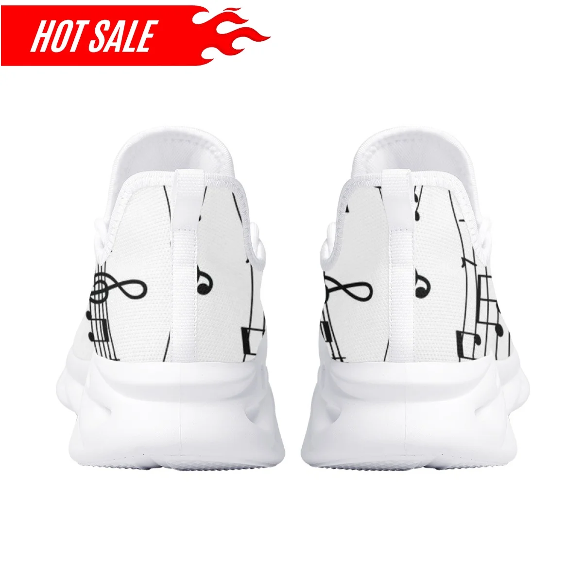Women's Running Sneakers Musical Note Print Ladies Casual Cushion Mesh Shoes Shock Absorption Tennis Plus Size 35-46
