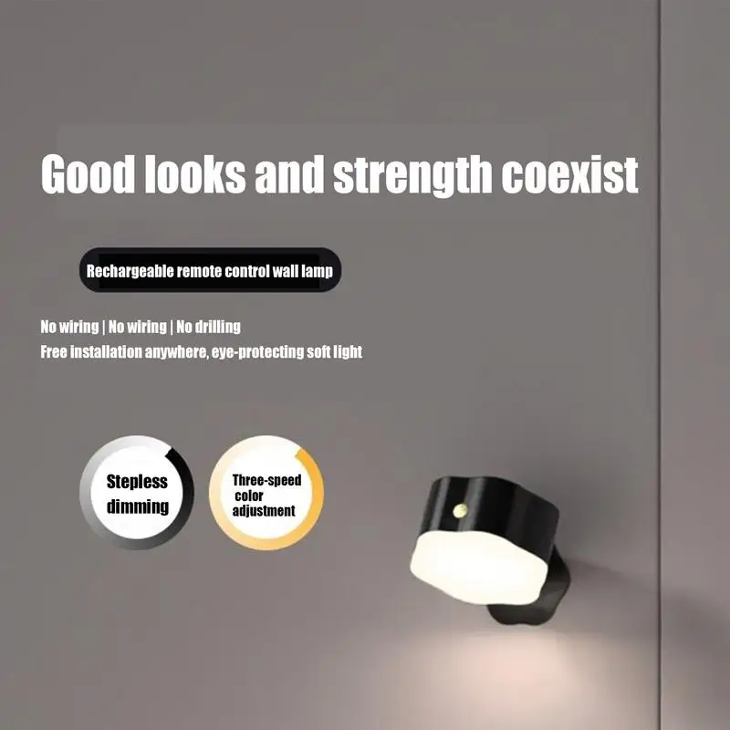 Lâmpada de parede com bateria sem fio, lâmpadas montadas na parede, rotativa, 3 temperaturas de cor, luminárias sensíveis ao toque, luzes led sem fio