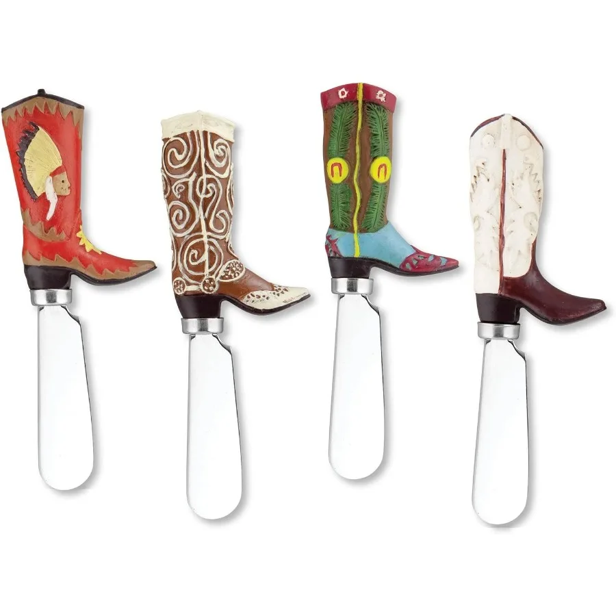 

Western Cowboy Boot Cheese Spreaders with HandPainted Resin Handles and Stainless Steel Blades Designed for Spreading Cream Che