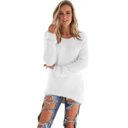 2024 Women Warm Sweater Spring O-Neck Loose Cotton Knitted Long Sweater Pullover Casual Oversize Blouse suéteres кофта женская