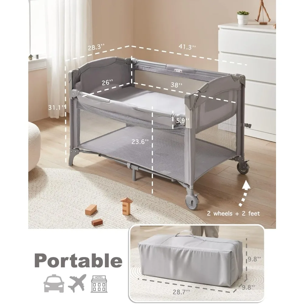 4 in 1 Baby Bassinet Bedside Sleeper, Baby Bedside Crib 4 Functions, Bedside Bassinet Crib Sleeper