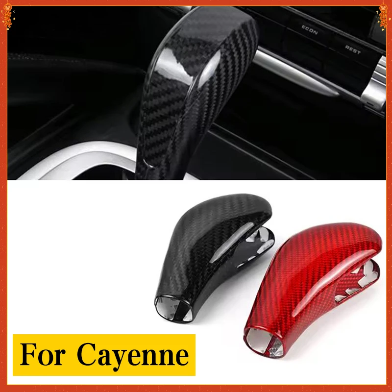 

For Porsche Cayenne Real Dry Carbon Fiber Gear Shift Handle Sleeve Cover Trims Sticker 04-2023 Interior Modification Accessories