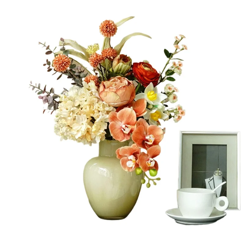 

Light luxury high-end simulated bouquet, living room dining table ornament, decorative flower ornament, Phalaenopsis